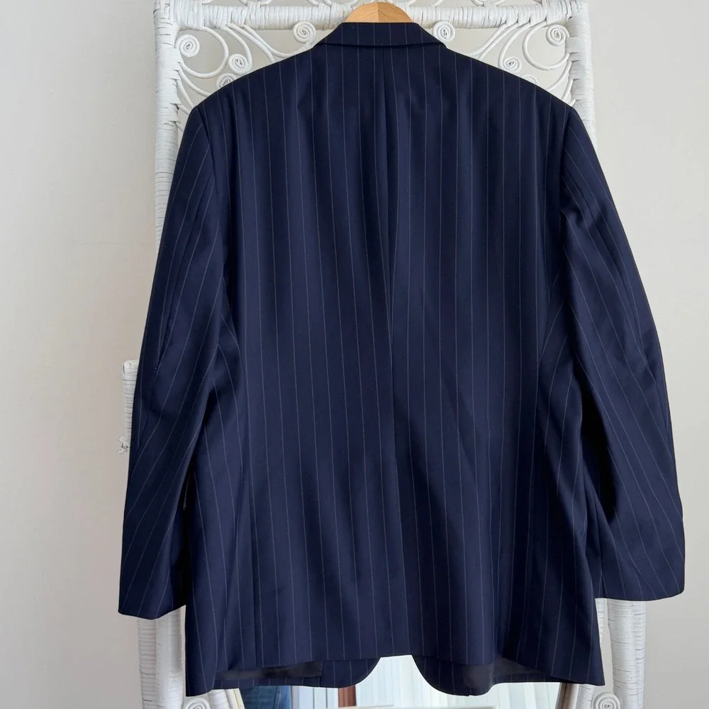 Brooks Brothers Blazer Mens 46R Navy Stripe Wool 1818 Madison Vitale Italy Made